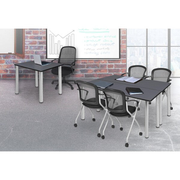 Rectangle Tables > Training Tables > Kee Table & Chair Sets, 66 X 24 X 29, Wood|Metal|Fabric Top