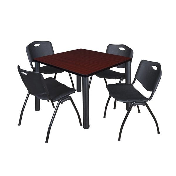 Tables > Breakroom Tables > Kee Square Table & Chair Sets, 36 W, 36 L, 29 H, Wood|Metal|Plastic Top
