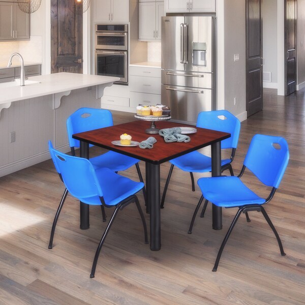 Square Tables > Breakroom Tables > Kee Square Table & Chair Sets, 42 W, 42 L, 29 H, Cherry