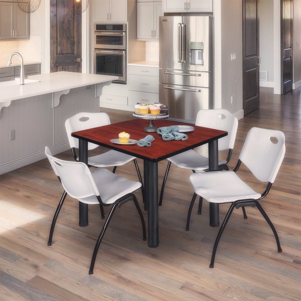 Square Tables > Breakroom Tables > Kee Square Table & Chair Sets, 42 W, 42 L, 29 H, Cherry