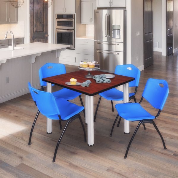 Square Tables > Breakroom Tables > Kee Square Table & Chair Sets, 42 W, 42 L, 29 H, Cherry