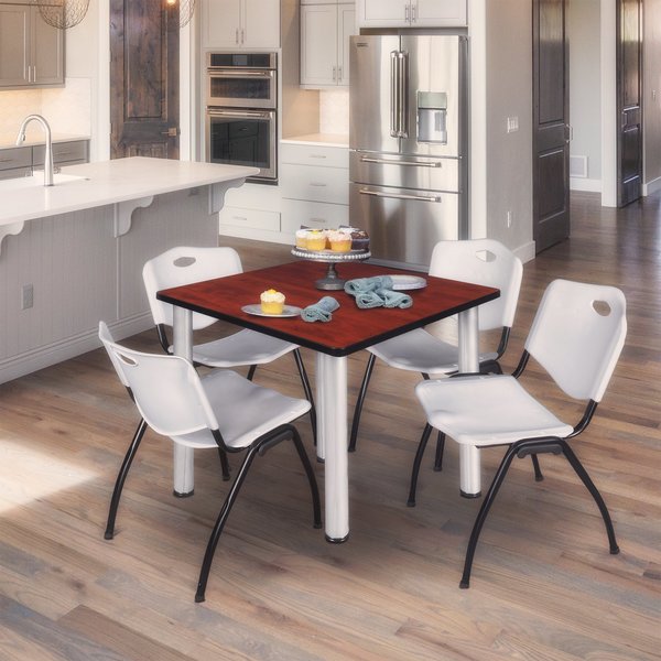 Square Tables > Breakroom Tables > Kee Square Table & Chair Sets, 42 W, 42 L, 29 H, Cherry