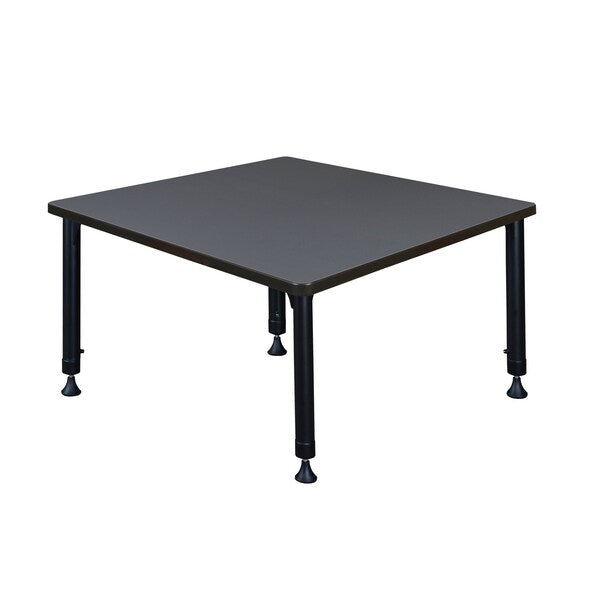 Square Tables > Height Adjustable > Square Classroom Tables, 42 X 42 X 23-34, Wood|Metal Top, Gray