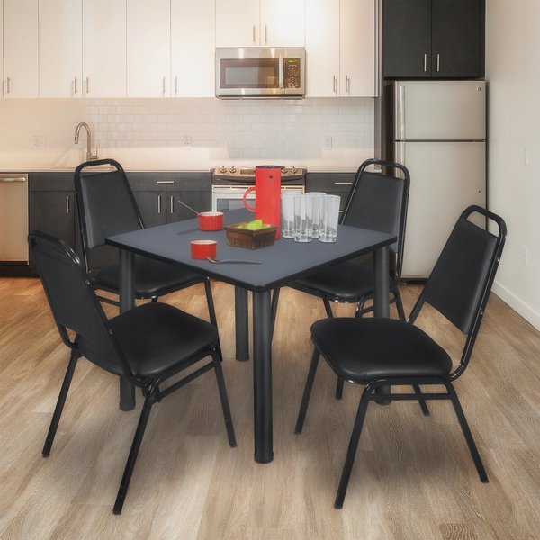 Square Tables > Breakroom Tables > Kee Square Table & Chair Sets, 42 W, 42 L, 29 H, Grey