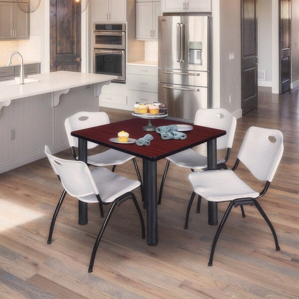 Square Tables > Breakroom Tables > Kee Square Table & Chair Sets, 42 W, 42 L, 29 H, Mahogany