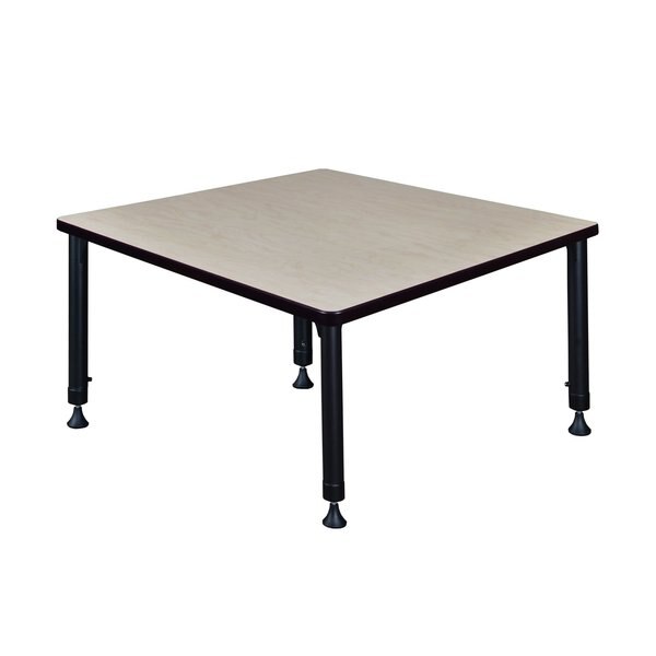 Square Tables > Height Adjustable > Square Classroom Tables, 42 X 42 X 23-34, Wood|Metal Top, Maple
