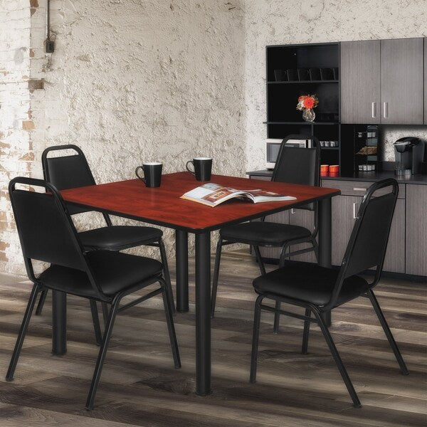 Square Tables > Breakroom Tables > Kee Square Table & Chair Sets, 48 W, 48 L, 29 H, Cherry