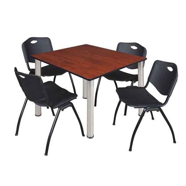 Square Tables > Breakroom Tables > Kee Square Table & Chair Sets, 48 W, 48 L, 29 H, Cherry