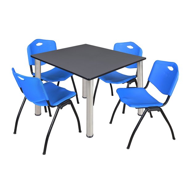 Square Tables > Breakroom Tables > Kee Square Table & Chair Sets, 48 W, 48 L, 29 H, Grey