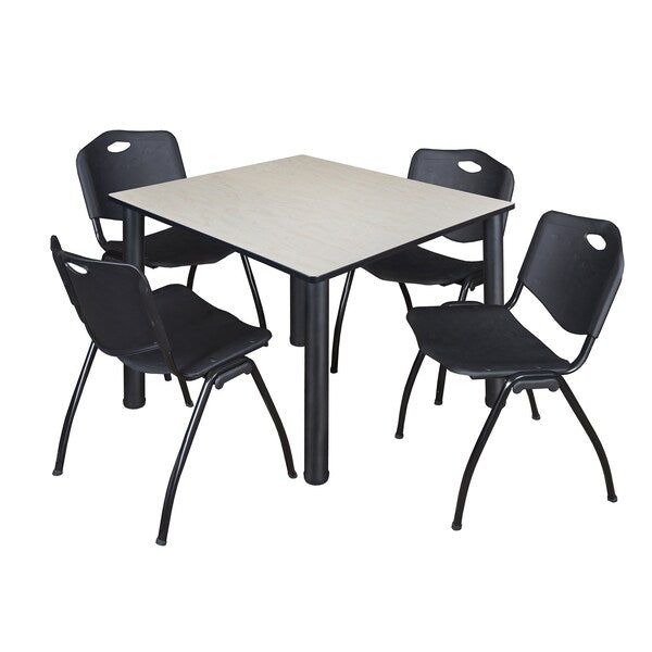 Square Tables > Breakroom Tables > Kee Square Table & Chair Sets, 48 W, 48 L, 29 H, Maple