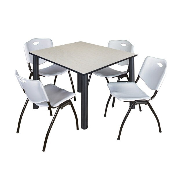 Square Tables > Breakroom Tables > Kee Square Table & Chair Sets, 48 W, 48 L, 29 H, Maple