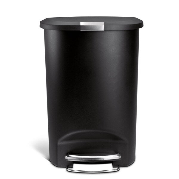 50 L Round Step can, Black, Plastic