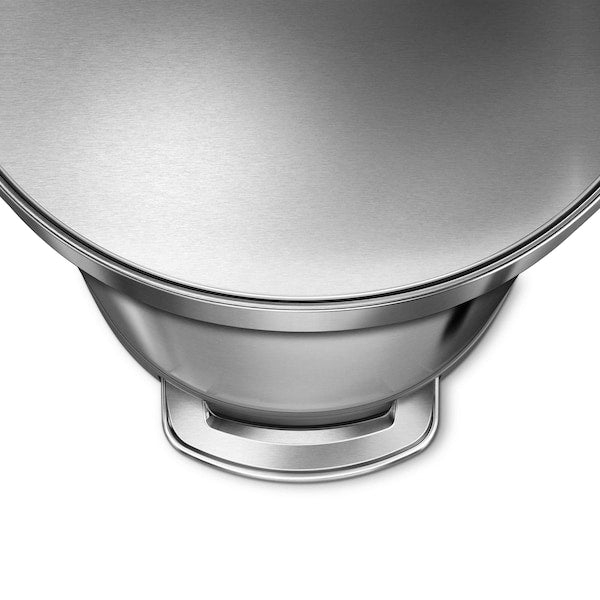 12 gal Round Hands-Free Step Can, Brushed, Stainless Steel