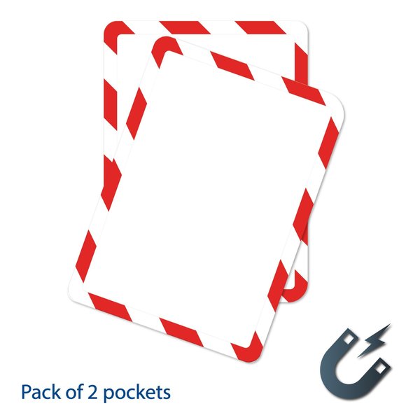 Sign Holder, Red/White, Magnetic, PK2