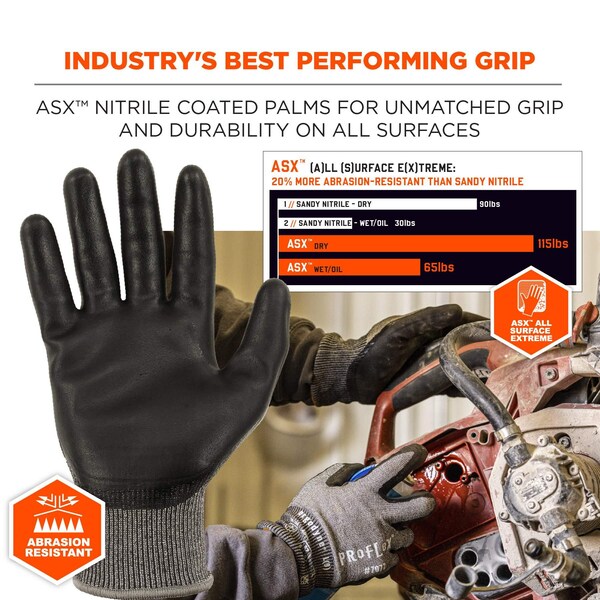 ANSI A7 Nitrile Coated CR Gloves, Gray, Size XL