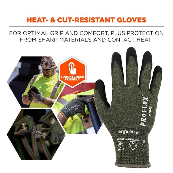 ANSI A4 Nitrile Coated CR Gloves, Green, Size S