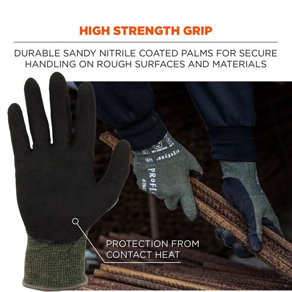 ANSI A4 Nitrile Coated CR Gloves, Green, Size S