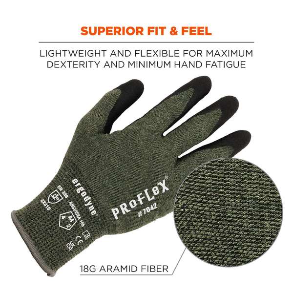 ANSI A4 Nitrile Coated CR Gloves, Green, Size S