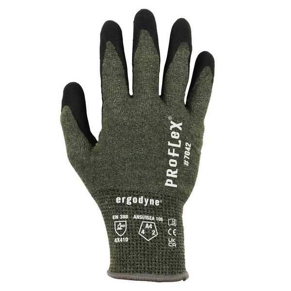 ANSI A4 Nitrile Coated CR Gloves, Green, Size S