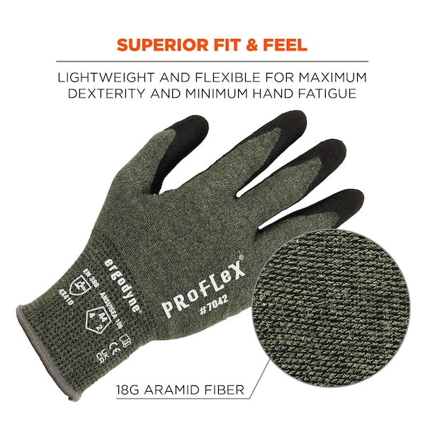 ANSI A4 Nitrile Coated CR Gloves, Green, Size L