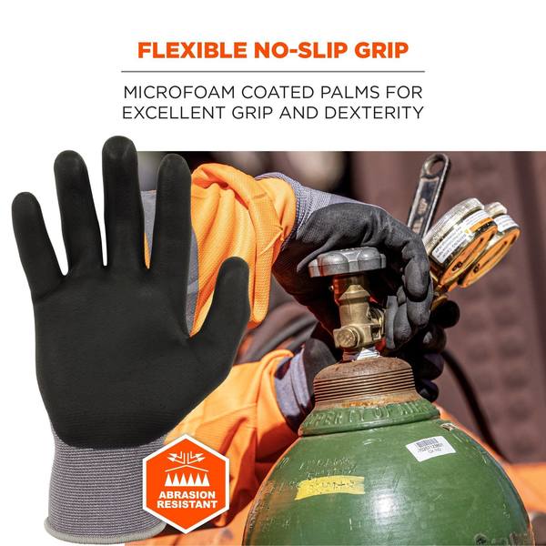 Nitrile-Coated Gloves Microfoam Palm, Gray, Size M