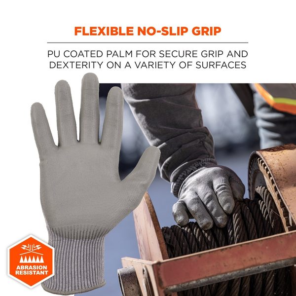 ANSI A2 PU Coated CR Gloves, Gray, Size S