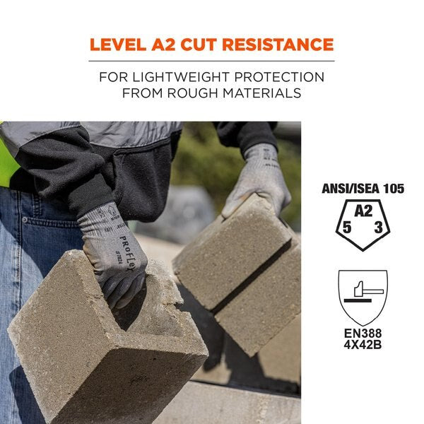 ANSI A2 PU Coated CR Gloves, Gray, Size S