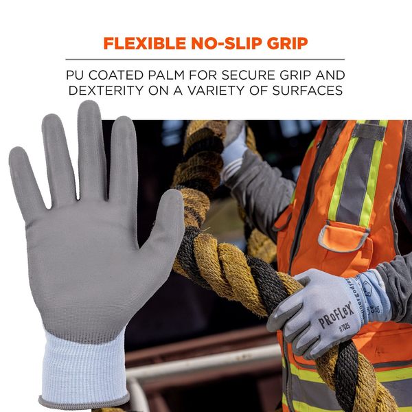 ANSI A2 PU Coated CR Gloves, Blue, Size XXL