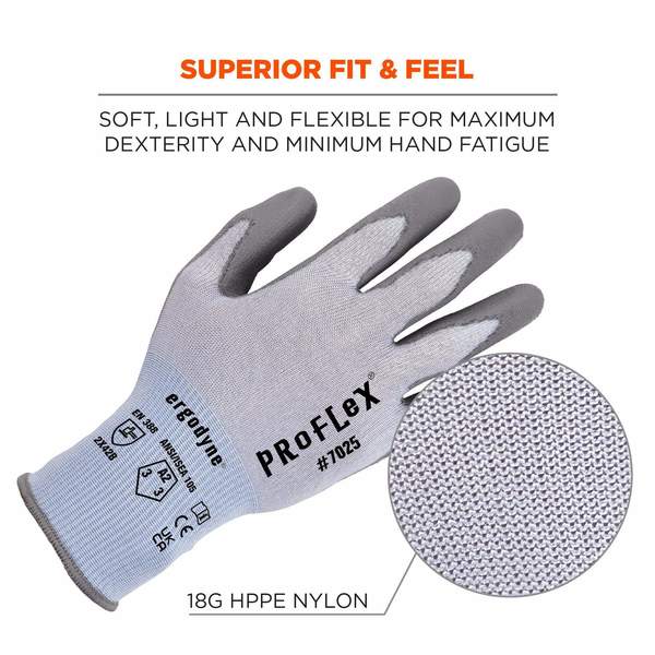 ANSI A2 PU Coated CR Gloves, Blue, Size XXL