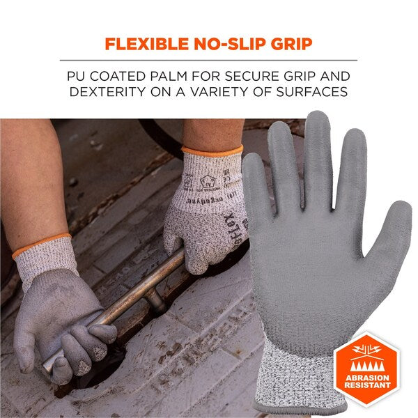 ANSI A3 PU Coated CR Gloves, Gray, Size S