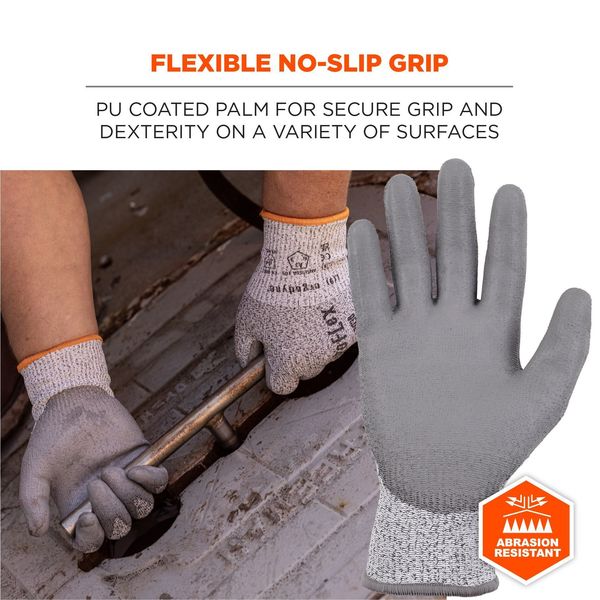 ANSI A3 PU Coated CR Gloves, Gray, Size XXL