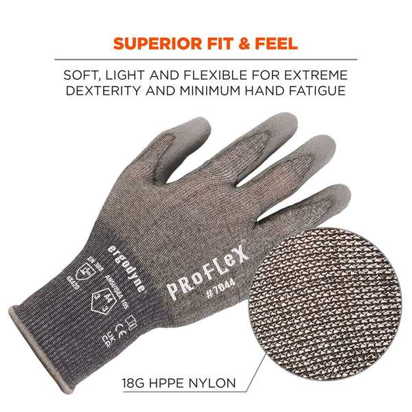 ANSI A4 PU Coated CR Gloves, Gray, Size XL