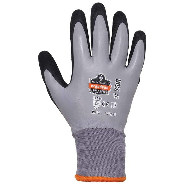 Gray Coated Waterproof Winter Work Gloves, XL, PR