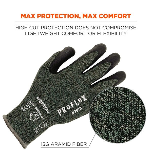 ANSI A7 Nitrile Coated CR Gloves, Green, Size XL