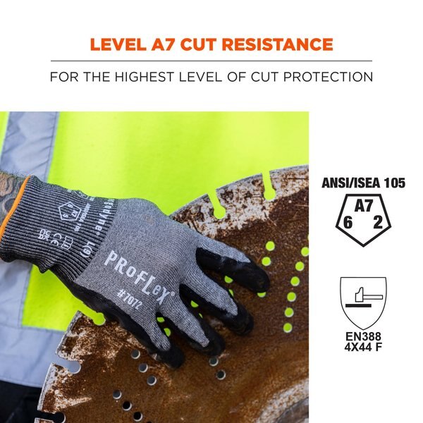 ANSI A7 PU Coated CR Gloves, Gray, Size XL