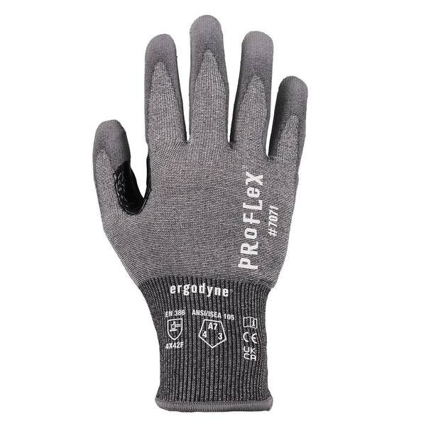 ANSI A7 PU Coated CR Gloves, Gray, Size XL