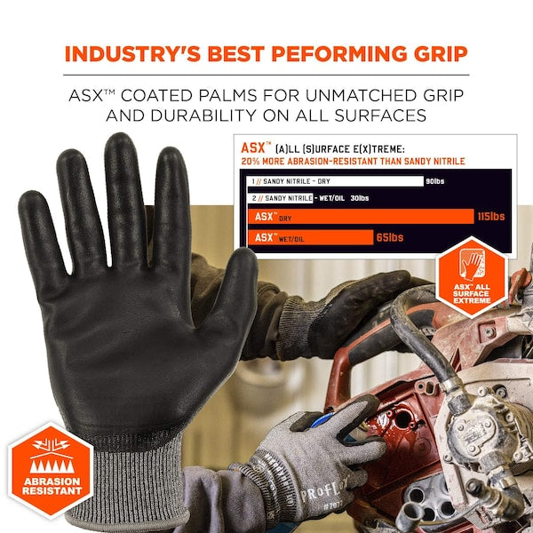 ANSI A7 PU Coated CR Gloves, Gray, Size XXL