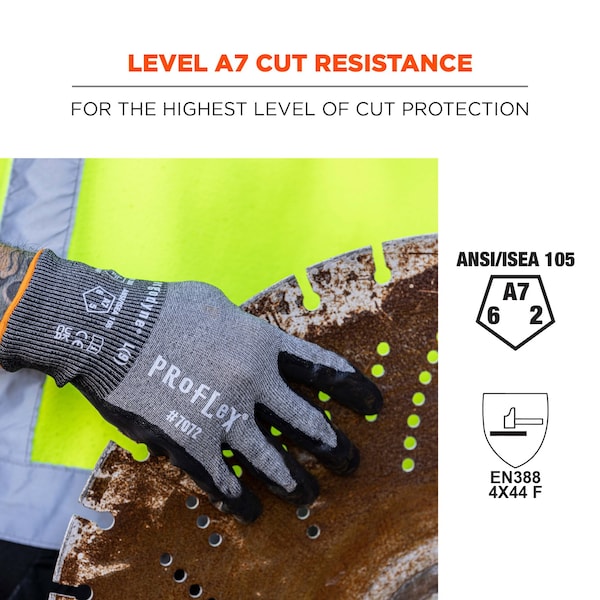 ANSI A7 PU Coated CR Gloves, Gray, Size XXL