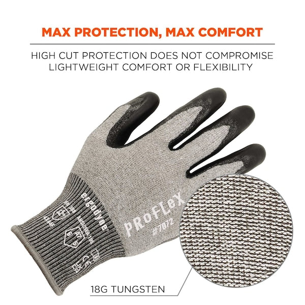 ANSI A7 PU Coated CR Gloves, Gray, Size XXL