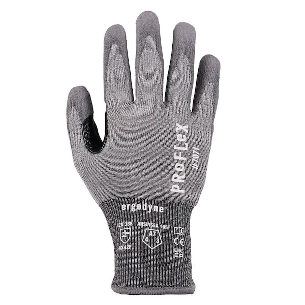 ANSI A7 PU Coated CR Gloves, Gray, Size XXL