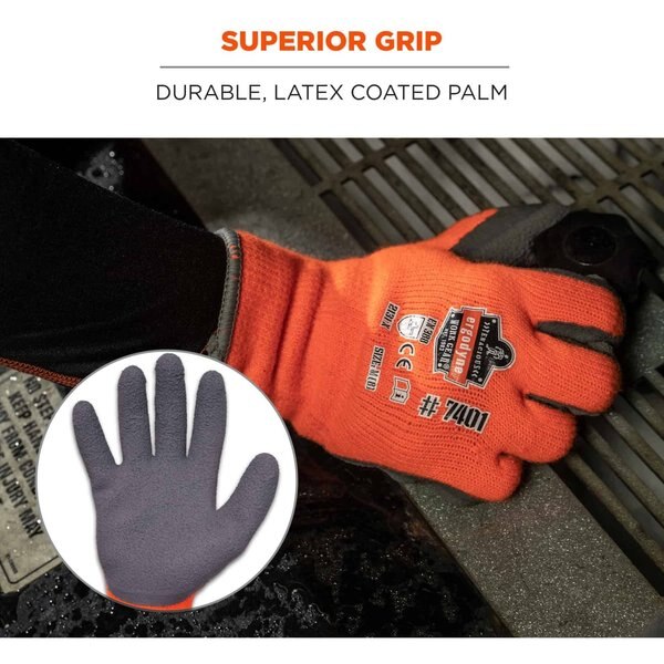Orange Coated Lightweight Winter Work Gloves, L, PR