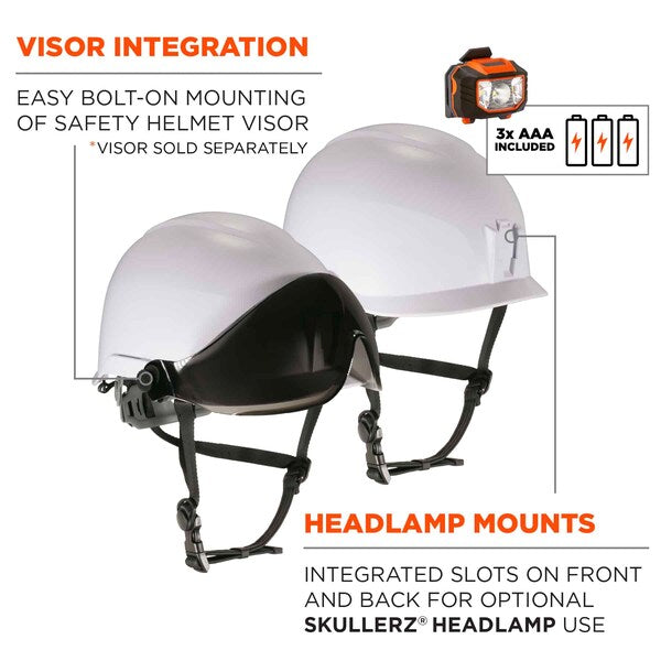 White Class E Safety Helmet + LED Light