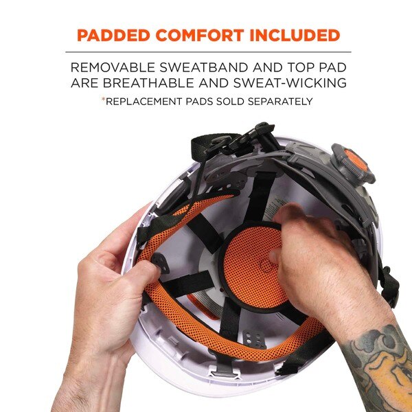 White Class C Safety Helmet + LED Light