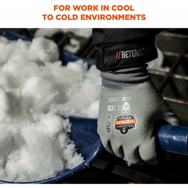 Gray Coated Waterproof Winter Work Gloves, M, PR