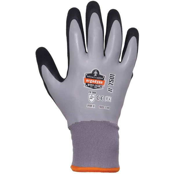 Gray Coated Waterproof Winter Work Gloves, M, PR