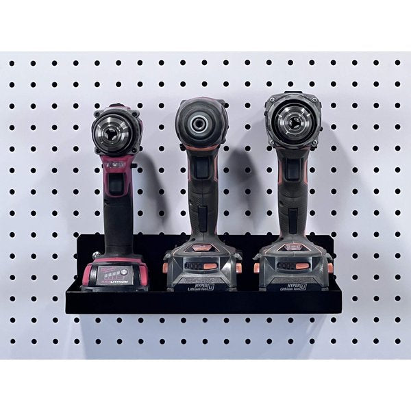 12 In. W x 6 In. D Black Epoxy Coated Steel Shelf for 1/8 In. and 1/4 In. Pegboard