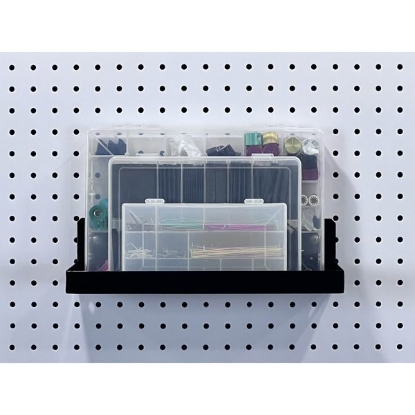 12 In. W x 6 In. D Black Epoxy Coated Steel Pegboard Shelf 36 pc. DuraHook Pegboard Hook Assortment