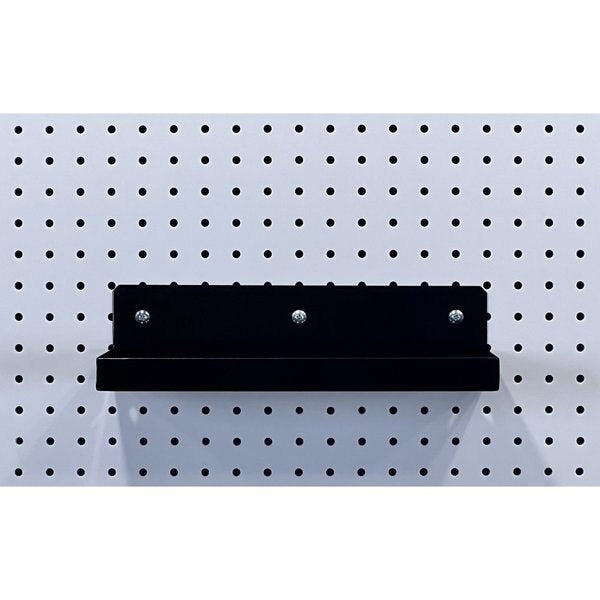 12 In. W x 6 In. D Black Epoxy Coated Steel Pegboard Shelf 36 pc. DuraHook Pegboard Hook Assortment