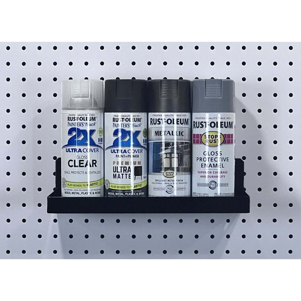 12 In. W x 6 In. D Black Epoxy Coated Steel Shelf for 1/8 In. and 1/4 In. Pegboard