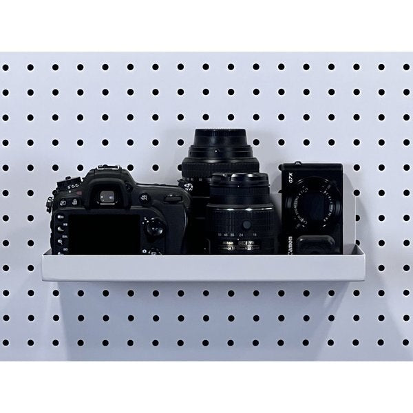 12 In. W x 6 In. D White Epoxy Coated Steel Shelf for 1/8 In. and 1/4 In. Pegboard 2 Pack